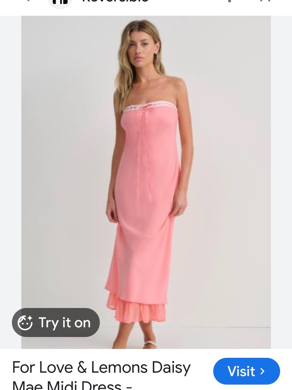 For Love & Lemons Pink Daisy Mae Strapless Maxi Dress